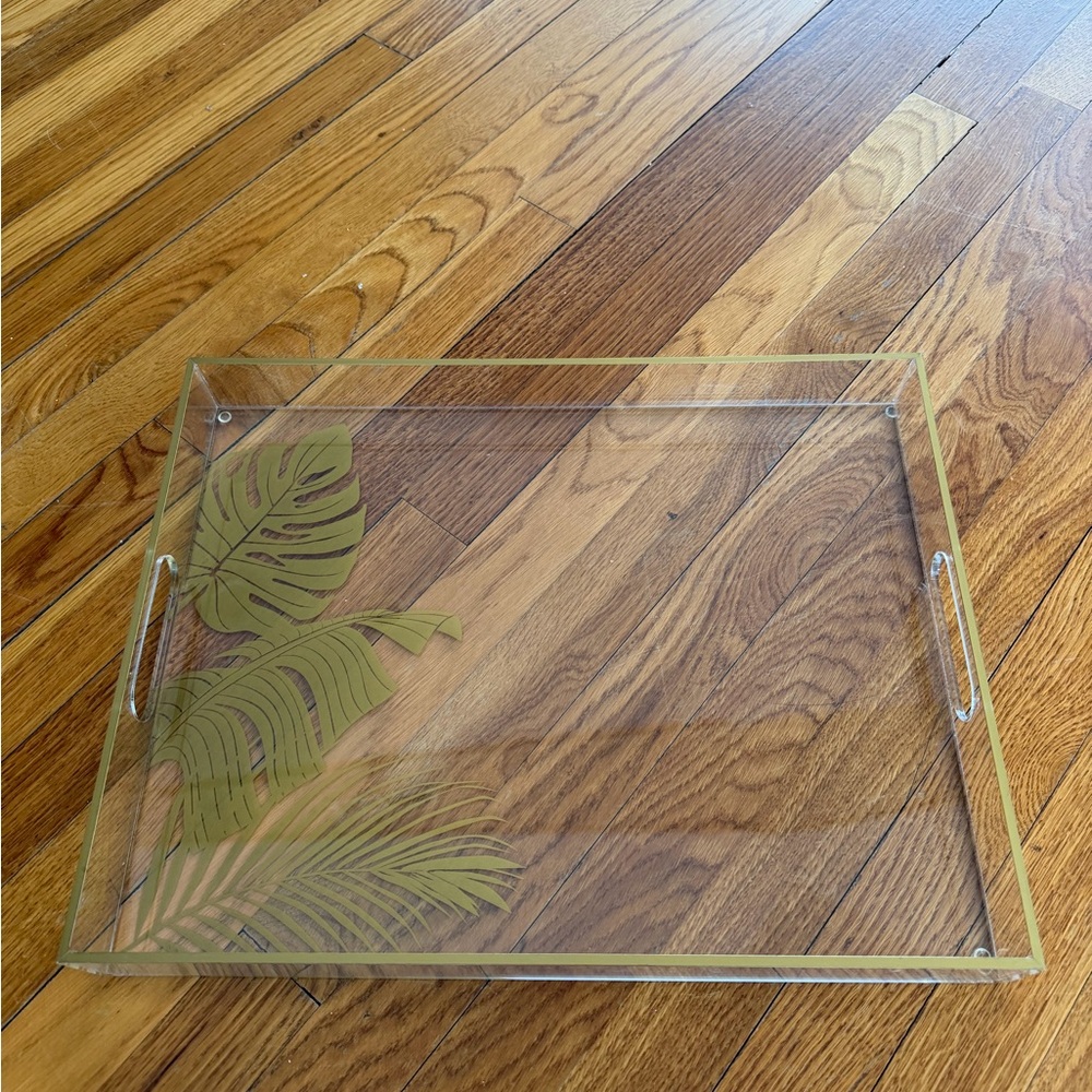 Elegant Gold Leaf Acrylic Tray